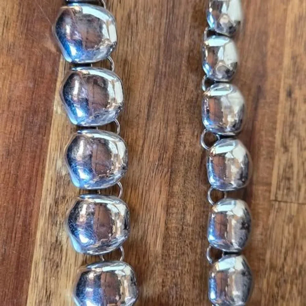 Time and Tru Silver Tone Nugget Statement Necklace Adjustable Chunky 18-21